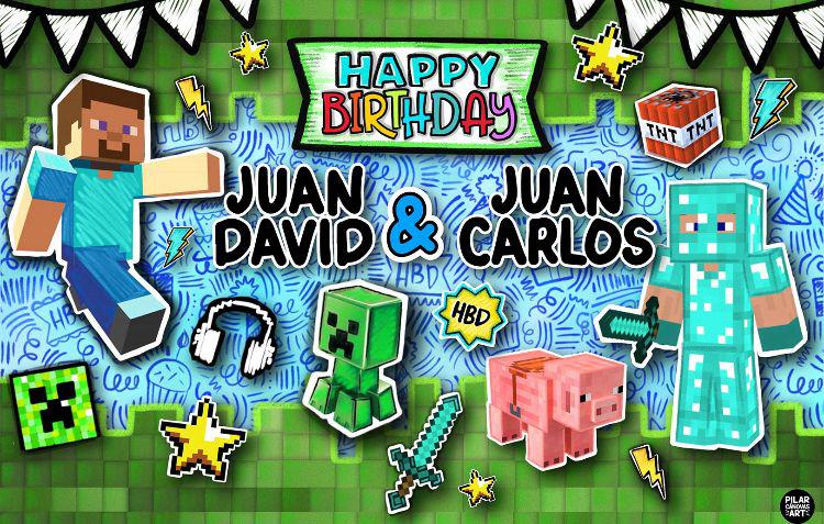 Minecraft Letrero Letrero para Decoración de Fiesta de Minecraft 3 – Pilar Canovas Art
