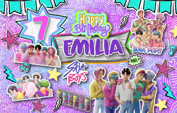 Letrero para Decoración de Fiesta de KPop Saja Boys