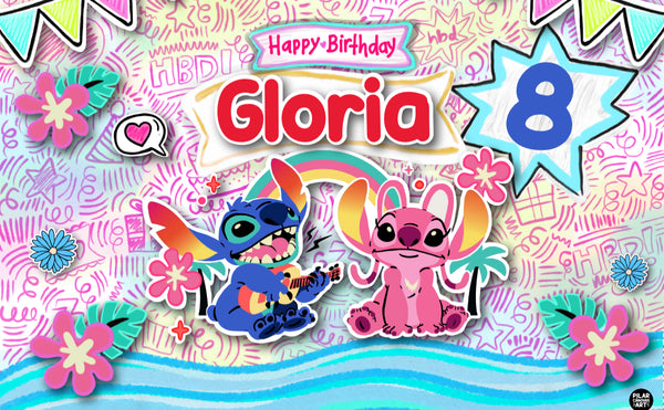 Letrero para Decoración de Fiesta de Stich 5