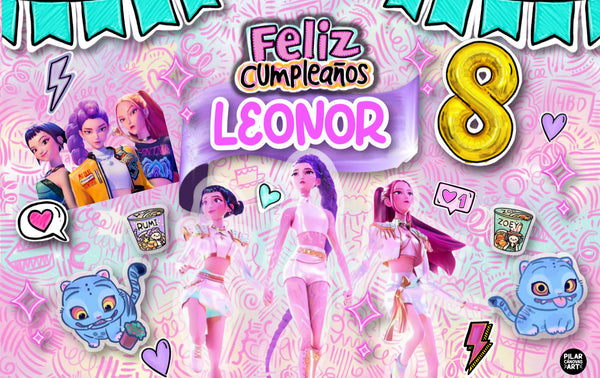 Letrero para Decoración de Fiesta de KPop Demon Hunters 6