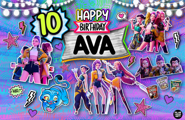 Letrero para Decoración de Fiesta de KPop Demon Hunters 1