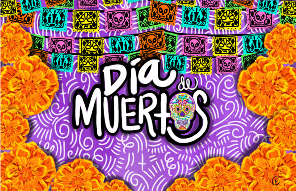 Letrero para Decoración de Fiesta de Día de Muertos Flores