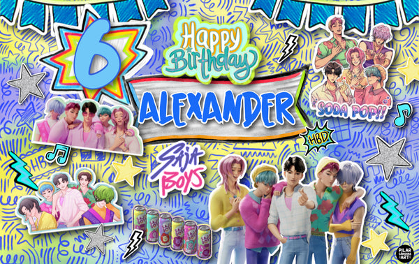 Letrero para Decoración de Fiesta de KPop Saja Boys 3