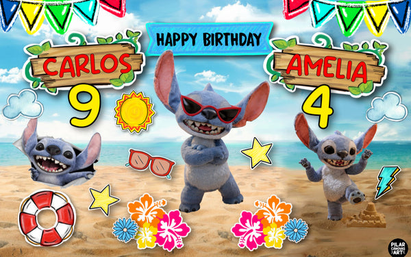 Letrero para Decoración de Fiesta de Stich 7