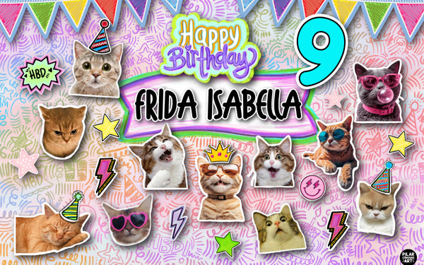 Letrero para Decoración de Fiesta de Gatos stickers