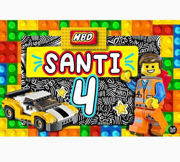 Letrero para Decoración de Fiesta de Lego Carro