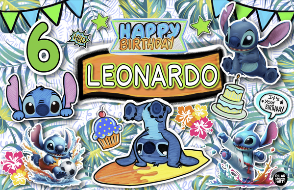 Letrero para Decoración de Fiesta de Stich 4