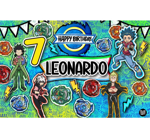 Letrero para Decoración de Fiesta de Beyblade 1