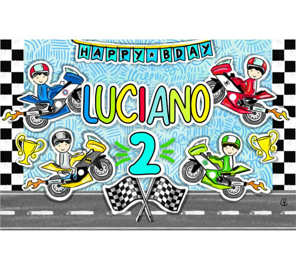 Letrero para Decoración de Fiesta de Motos Niño