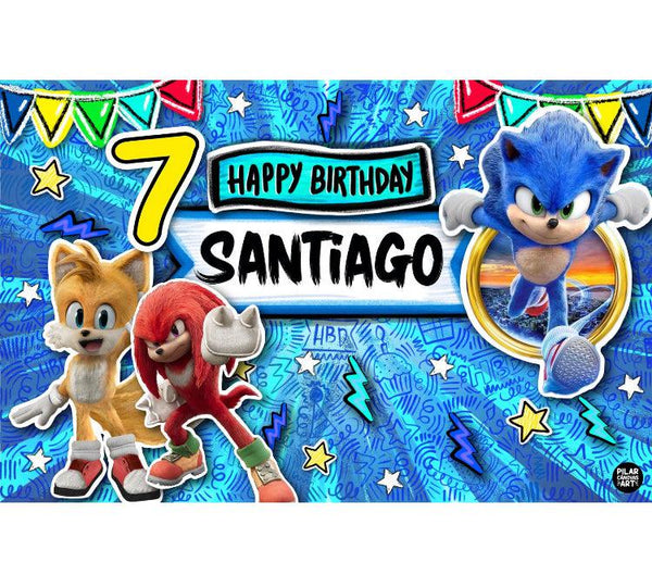 Letrero para Decoración de Fiesta de Sonic pelicula 3