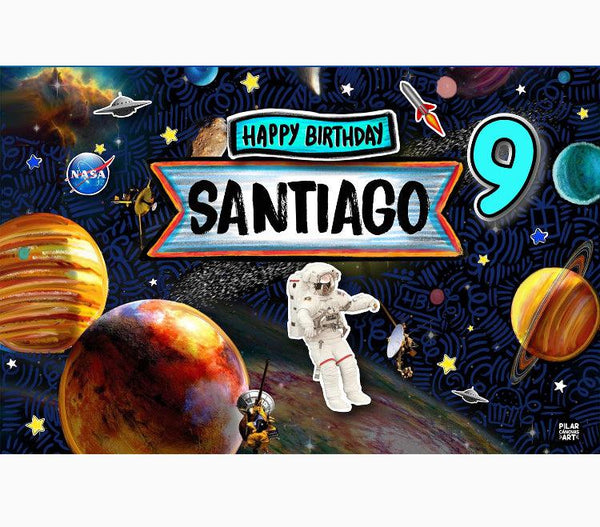 Letrero para Decoración de Fiesta de planetas nasa