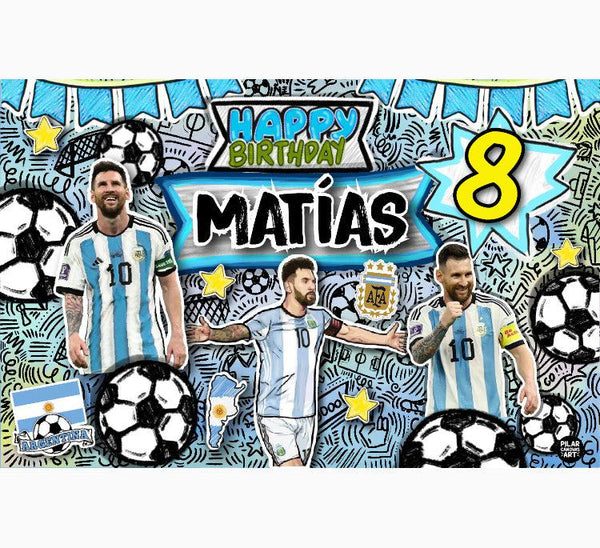 Letrero para Decoración de Fiesta de Futbol Messi Argentina