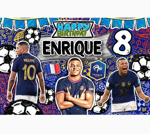 Letrero para Decoración de Fiesta de Futbol Mbappé