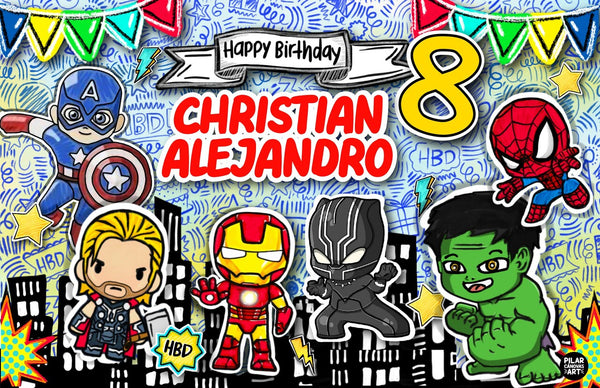 Letrero para Decoración de Fiesta de Avengers Niños