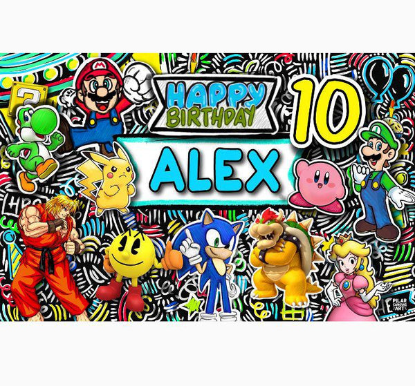 Letrero para Decoración de Fiesta de Smash Bros