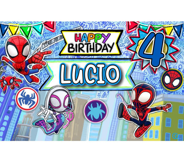 Letrero para Decoración de Fiesta de Spidey y Amigos