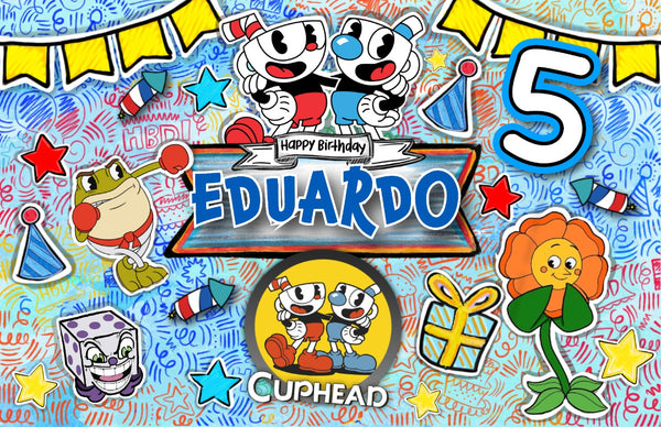 Letrero para Decoración de Fiesta de Cuphead