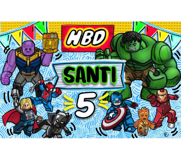 Letrero para Decoración de Fiesta de Lego 2 Avengers