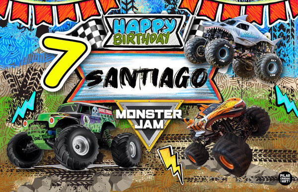 Letrero para Decoración de Fiesta de Monster Jam Trucks