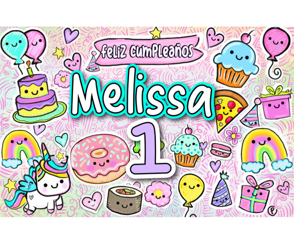 Letrero para Decoración de Fiesta de Kawaii Bday