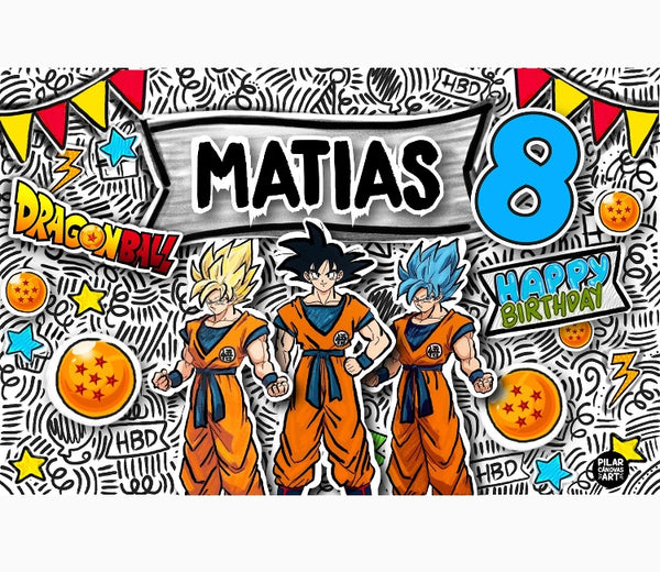 Letrero para Decoración de Fiesta de Dragon Ball Goku 5