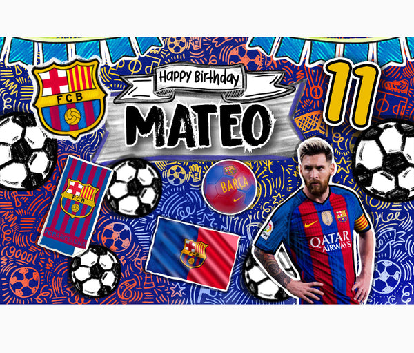 Letrero para Decoración de Fiesta de Futbol Messi Barcelona