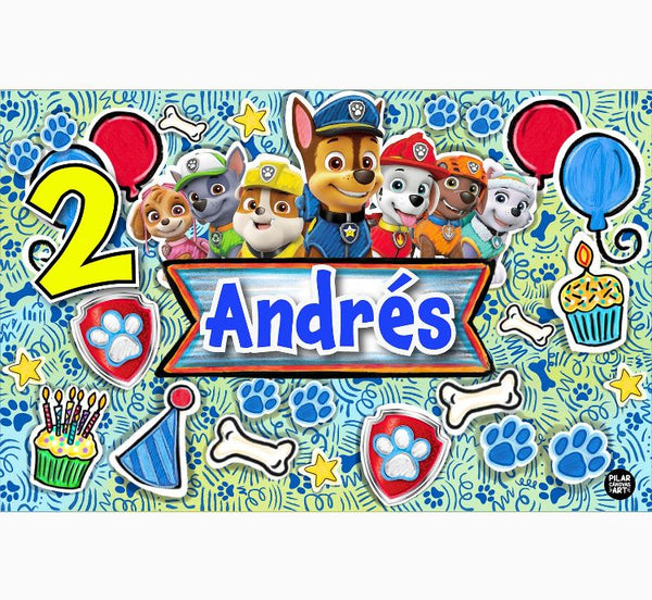 Letrero para Decoración de Fiesta de Paw Patrol 3