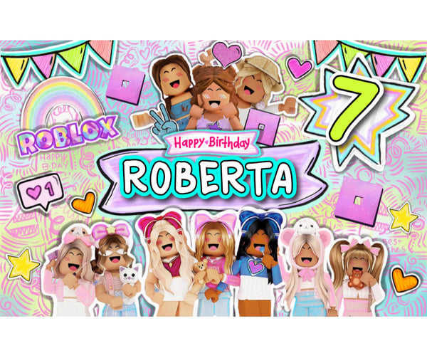 Letrero para Decoración de Fiesta de Roblox Niña 1